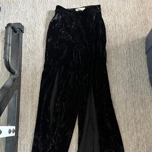 Black velvet flare pants
